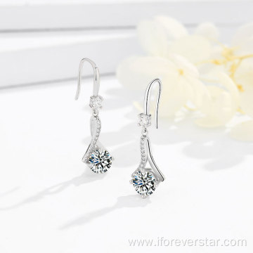 CZ Zircon Drop Earring 925 Silver Wedding Earrings